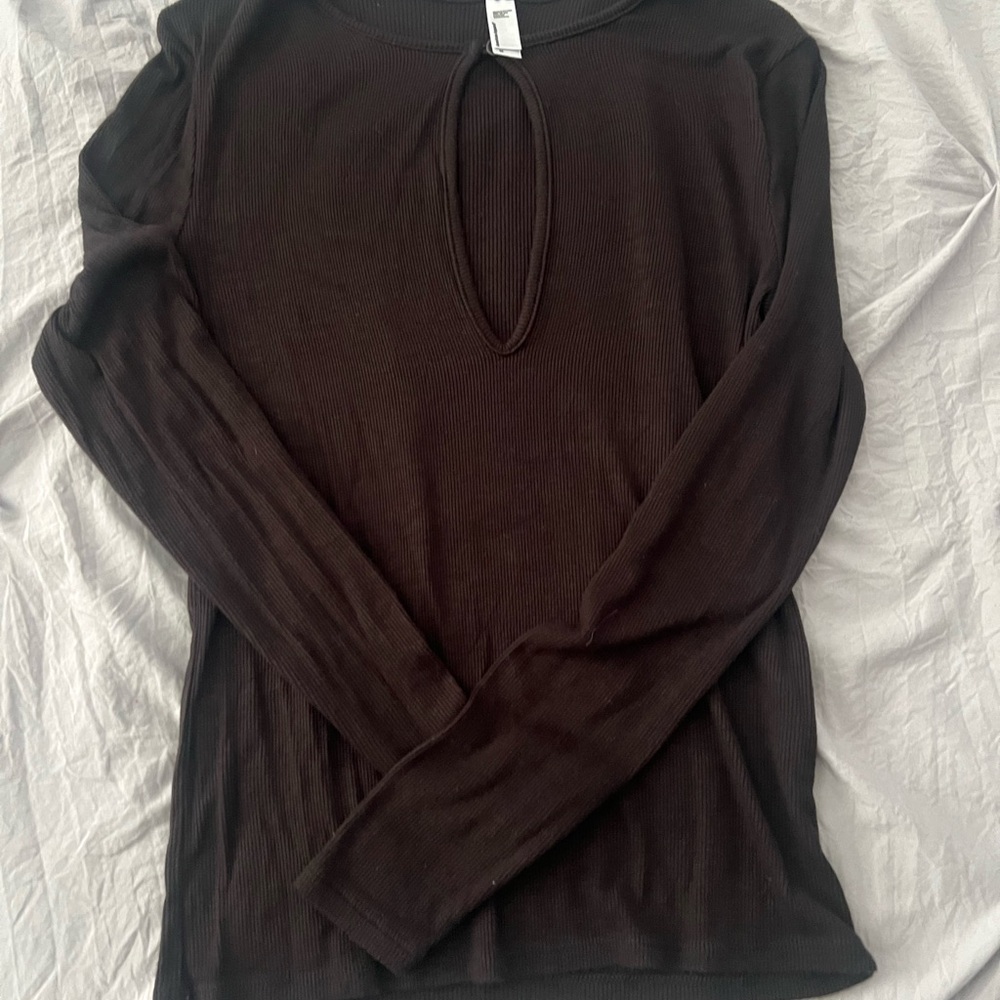 American Apparel Black Keyhole Blouse